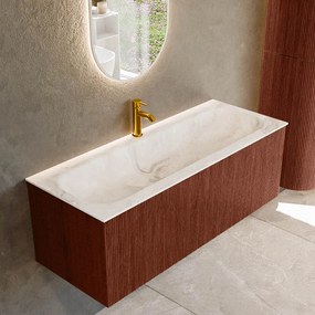 Mondiaz Kurve-dlux 120cm badmeubel ruby met 1 lade en wastafel big large midden 1 kraangat frappe