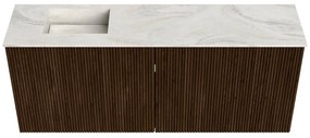 Mondiaz Joya DLux 100cm toiletmeubel walnut met wastafel faye links 1 kraangat ostra