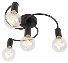 Art Deco plafondlamp zwart 4-lichts - Facil Art Deco, Modern E27 rond Binnenverlichting Lamp