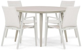 Tuinset Ronde Tuintafel 4 personen 120 cm Aluminium/textileen Taupe  Osmen Joliet/Vienna