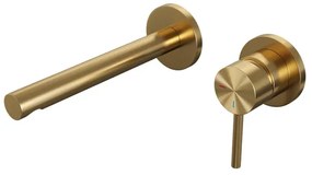 Brauer Gold Edition Wastafelmengkraan inbouw - rechte uitloop links - hendel lang smal - model A 1 - PVD - geborsteld goud 5-GG-004-S2-65