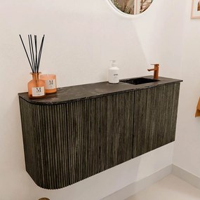 Mondiaz Joya DLux 90cm toiletmeubel ronding links shadow met wastafel faye rechts 1 kraangat lava