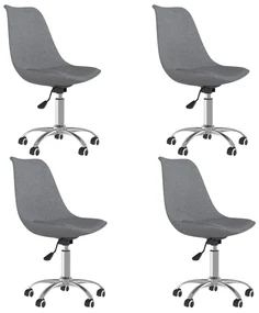 vidaXL Eetkamerstoelen draaibaar 4 st stof lichtgrijs