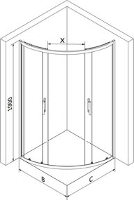 Mexen Rio halfronde douchecabine 70 x 70 cm, matglas, chroom + douchebak, wit - 863-070-070-01-30-4710