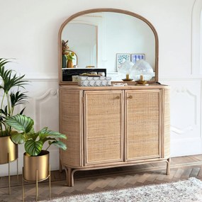 Tafellamp in messing en geribbeld glas, Ari