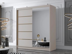 Kledingkast Closico Vallor III, Kasjmier, 215x180x58cm, 139 kg, Kledingkast deuren: Schuivend