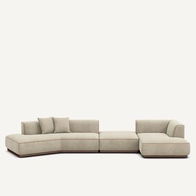 Open rechte hoekbank in linnen fluweel, JACOPO