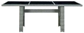 vidaXL Tuintafel poly rattan en gehard glas lichtgrijs