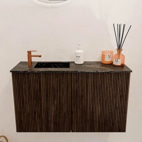 Mondiaz Joya DLux 70cm toiletmeubel walnut met wastafel faye links 1 kraangat lava