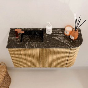 Mondiaz Joya DLux 70cm toiletmeubel ronding rechts oak met wastafel faye links 1 kraangat lava