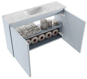 Mondiaz Ture DLux toiletmeubel 80cm clay met wastafel opalo midden zonder kraangat