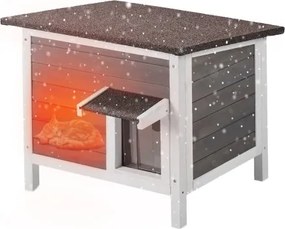 VEVOR Buitenkattenhuis, Weerbestendig, Wilde Kattenhuis voor Meerdere Katten, Houten Buitenkatten-/Konijnenhuis, Volledig Geïsoleerd met Schuim, Open Dak, PVC Deurkleppen, 61 x 50 x 53 cm (L x B x H)