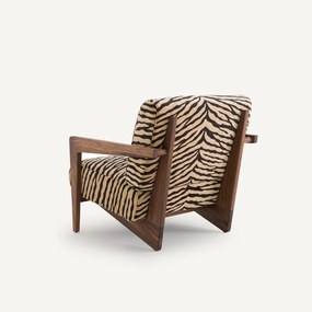 Fauteuil in massief notenhout met dierenprint, Izag