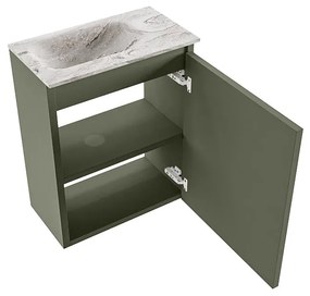 Mondiaz Ture DLux toiletmeubel 40cm army met wastafel glace links met kraangat