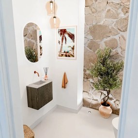 Mondiaz Joya DLux 50cm toiletmeubel ronding rechts shadow met wastafel faye links zonder kraangat glace