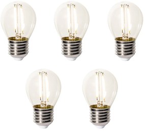 Set van 5 E27 dimbare LED lampen P45 helder glas 3W 350 lm 2200K