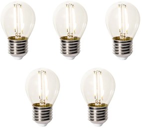 Set van 5 E27 dimbare LED lampen P45 helder glas 3W 250 lm 2200K