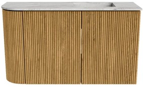 Mondiaz Joya DLux 70cm toiletmeubel ronding links oak met wastafel faye rechts 1 kraangat glace