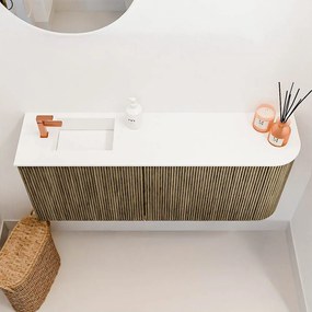 Mondiaz Joya 100cm toiletmeubel ronding rechts dusk met wastafel faye links 1 kraangat talc
