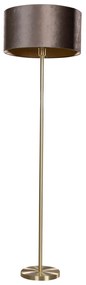 Vloerlamp messing met velours kap bruin 50cm - Simplo