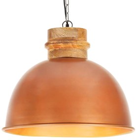 vidaXL Hanglamp industrieel rond E27 50 cm mangohout koperkleurig