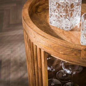 Wijnkast Trolley Met Ribbelhout - 55x55x80cm.