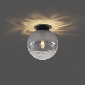 Design plafondlamp zwart met smoke fading glas - Pillon