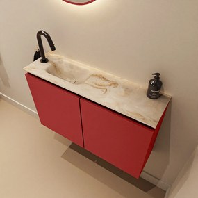 Mondiaz Ture DLux toiletmeubel 80cm fire met wastafel frappe links met kraangat