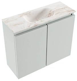 Mondiaz Ture DLux toiletmeubel 60cm greey met wastafel frappe midden zonder kraangat