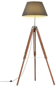 vidaXL Vloerlamp driepoot 141 cm massief teakhout honingbruin en zwart