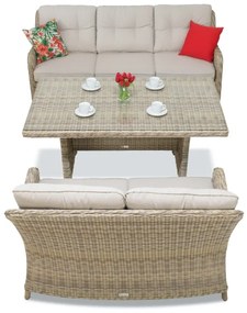 Toledo Apetito technorattan set met grote tafel voor 5 personen beige Garden Point