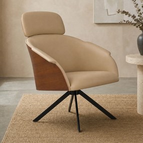 Zuiver Frie Walnoot Loungestoel Leatherlook