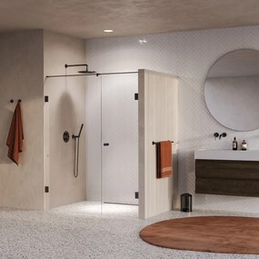 Brauer Void Carving profielloze nisdeur 150cm met draaideur 70cm aan muur gunmetal geborsteld PVD