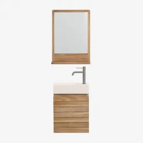 Conjunto Vaniteitmeubel Zwevend Van Teakhout Met Geïntegreerde Wasbak Van Napier-cement Teakhout & Rechthoekig Hout 50x70 Cm Mazure & - Sklum