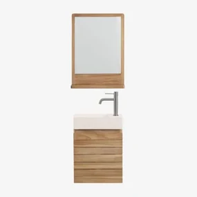 Teakhouten Badkamermeubelset Met Geïntegreerde Wastafel In Napier Cement Teakhout & Rechthoekig Hout 50x70 Cm Mazure & Geborsteld Grijs - Sklum