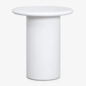 Ronde Bijzettafel Voor Tuin Ø45 Cm In Cement Namara Wit - Sklum