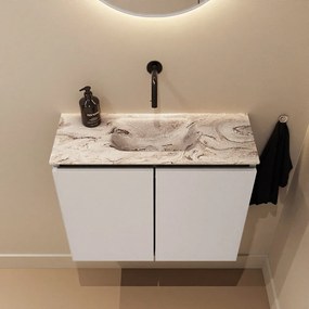 Mondiaz Ture DLux toiletmeubel 60cm linen met wastafel glace midden zonder kraangat