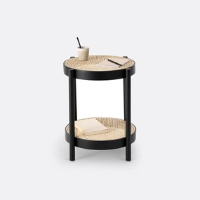 Nachttafel, 2 tafelbladen in rotan, Cedak