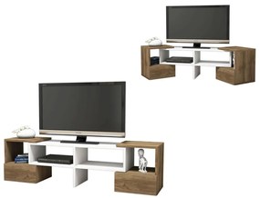 Homemania Tv-meubel Fold 141,2x29,7x38,8 cm wit en walnootkleurig