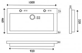 Mueller Single flat hardstenen meubelwasbak 100x46cm met kraangat