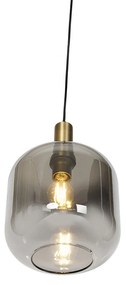Smart hanglamp zwart met goud en smoke glas incl. Wifi A60 - Zuzanna