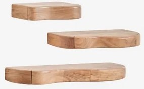 Set Van 3 Wandplanken Met Opbergruimte Van Acaciahout Nireimi Acacia Bruin - Sklum