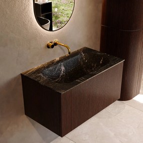 Mondiaz Kurve-dlux 80cm badmeubel ruby met 1 lade en wastafel big small midden zonder kraangat lava