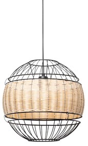 Oosterse hanglamp zwart met rotan 38 cm - Emir