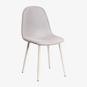 Set Van 4 Eetkamerstoelen In Stof En Staal Glamm Deluxe Beige – Crème & Linnen Bruin - Mokka - Sklum