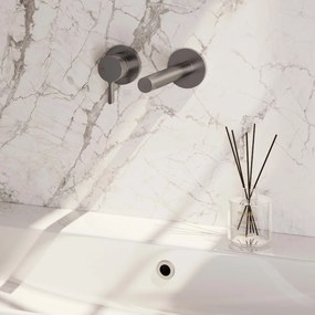 Brauer Brushed Edition ColdStart wastafelkraan inbouw rechte uitloop en rozetten model E2 RVS geborsteld PVD
