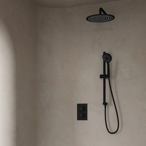 Saniclear Nero inbouwregendouche 20cm met wandarm, 3 standen handdouche en glijstang zwart mat