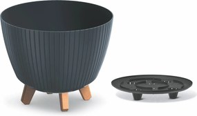 Prosperplast Lamia Bloempot -Ø 28,8 cm - Antraciet - Geribbeld op poten