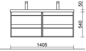 Muebles Resh badmeubel 140cm met 4 lades en wastafel wit mat