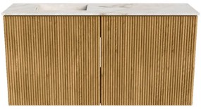 Mondiaz Joya DLux 80cm toiletmeubel oak met wastafel faye links 1 kraangat frappe